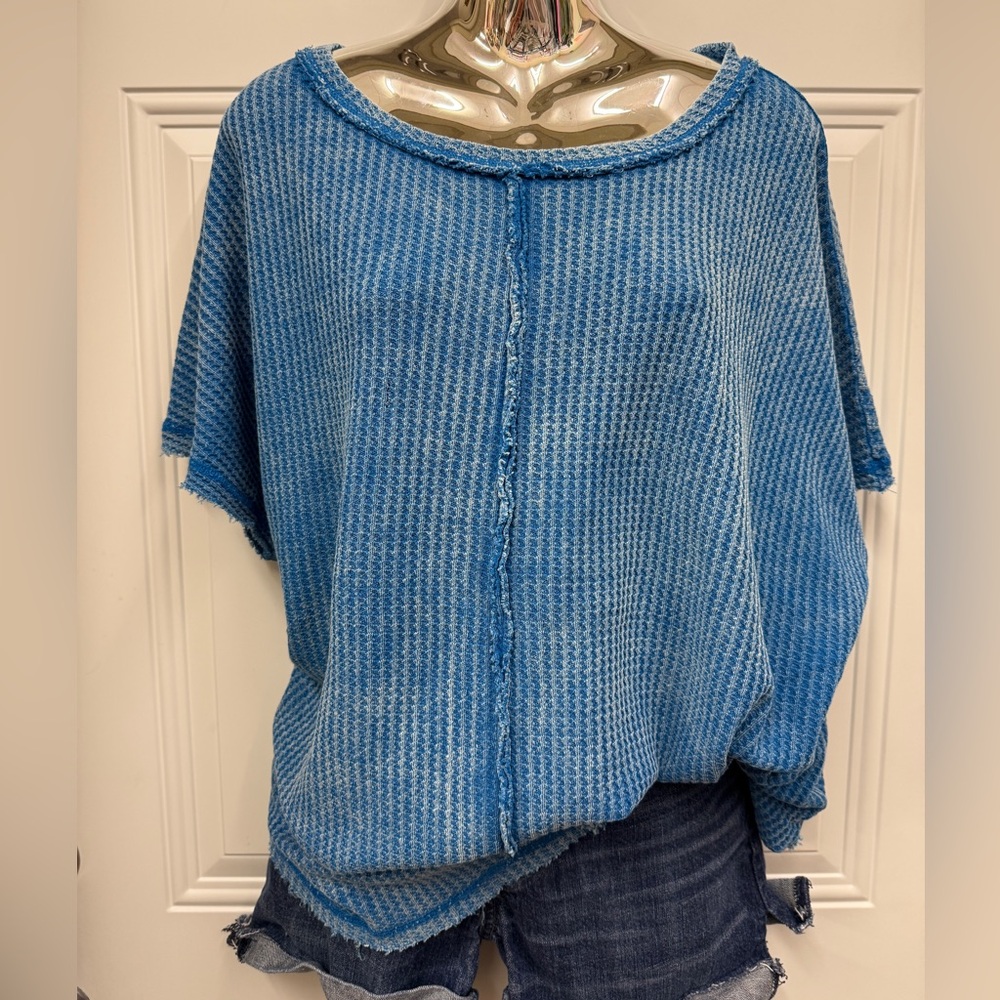 Zenana waffle knit Textured oversized Top Sz L/XL NEW